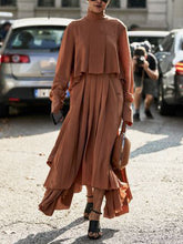 Load image into Gallery viewer, Women's Knitted Turtleneck Knitted Skirt Two-piece Suit