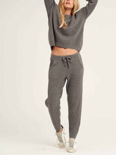 Load image into Gallery viewer, Casual Solid Color Round Neck Pocket Trousers Knit Suit