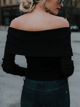 Load image into Gallery viewer, Solid Color V-Neck Off-Shoulder Knitted Sweater