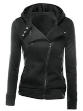 Load image into Gallery viewer, Asymmetrical Zipper Hooded Cardigan