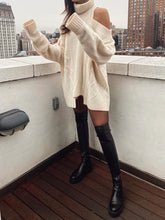 Load image into Gallery viewer, Women'S Warm Casual High Neck Strapless Sweater Dress