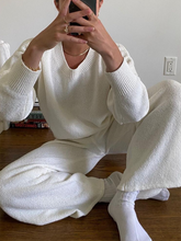 Load image into Gallery viewer, Fashion Round Neck Casual Loose Knit Two-piece Suit
