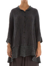 Load image into Gallery viewer, Retro Floral Pattern Crinkled Ash Long Sleeve Shirt