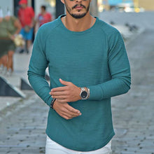 Load image into Gallery viewer, Male Fashion Solid Color Round Neck Long-Sleeved T-Shirt
