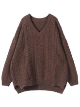 Load image into Gallery viewer, Loose V-neck Solid Color Long-sleeved Casual Sweater