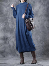 Load image into Gallery viewer, Retro Solid Color Loose Women'S Sweater Dress