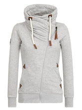 Load image into Gallery viewer, Casual Zipper Plain Long Sleeve Hooded Sweatshirt