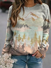 Load image into Gallery viewer, Women's Natural Print Casual Loose Pullover Round Neck Sweater