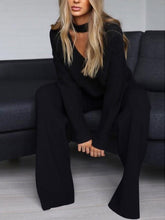 Load image into Gallery viewer, Sweater Long Sleeve Solid Color Fashion Two-piece Suit