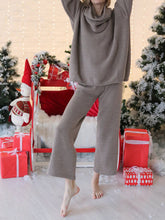 Load image into Gallery viewer, Fashion Simple Long Sleeve Turtleneck Top Pants Knitted Suit