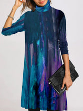 Load image into Gallery viewer, Tie-dye High Neck Long Sleeve Casual Loose Dress