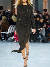 Load image into Gallery viewer, Fashion Long Sleeve Round Neck Irregular Evening Dress