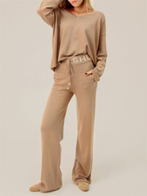 Load image into Gallery viewer, Fashion Casual V-Neck Letter Women'S Knitted Suit