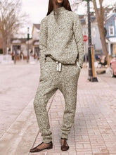 Load image into Gallery viewer, Two-piece Casual High Neck Knitted Women's Suit
