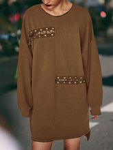 Load image into Gallery viewer, Patch Solid Color Loose Fashion Sweater Dress