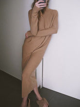 Load image into Gallery viewer, Pure Color High Neck Casual Knitted Sweater Dress