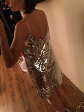 Load image into Gallery viewer, Strap V-neck Sequin Evening Dress