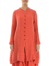 Load image into Gallery viewer, Retro Simple Button Orange Linen Jacket Coat