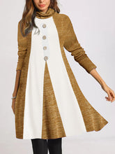 Load image into Gallery viewer, Fashion High Collar Button Long Sleeve Casual Dress