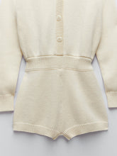 Load image into Gallery viewer, Long Sleeve Shorts Knitted Jumpsuit