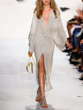 Load image into Gallery viewer, Fashion V-neck Slit Midi Dress