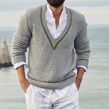 Load image into Gallery viewer, Men's V-neck Knitted Fashion Sweater