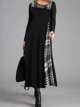 Load image into Gallery viewer, Plaid Printed Button Round Neck Elegant Dress