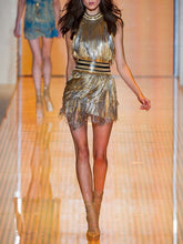 Load image into Gallery viewer, Fashion Halter Sleeveless Fringed Mini Dress