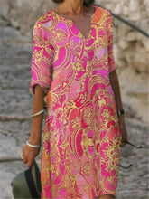 Load image into Gallery viewer, Bohemian Retro Casual Loose Floral Dress