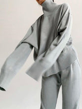 Load image into Gallery viewer, Fashion High Collar Casual Solid Color Long Sleeve Two-piece Suit