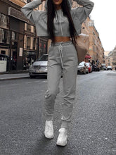 Load image into Gallery viewer, Fashion Casual Drawstring Hoodie Loose Two-piece Suit