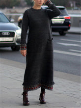 Load image into Gallery viewer, Grey autumn and winter fashion loose casual wool dress