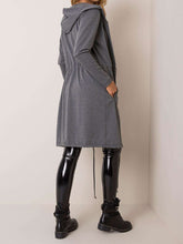 Load image into Gallery viewer, Pure Color Hooded Casual Waist Drawstring Long Coat