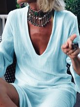 Load image into Gallery viewer, Solid Color V-Neck Split Maxi Dress