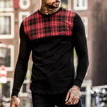 Load image into Gallery viewer, Men'S Fashion Check Pattern Contrast Long Sleeve T-Shirt