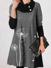 Load image into Gallery viewer, Casual Loose High Neck Long Sleeve Dandelion Dress