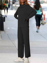 Load image into Gallery viewer, Fashion High Neck Knitted Casual Two-piece Suit