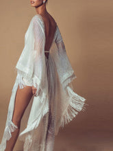 Load image into Gallery viewer, Fringed V-Neck Irregular Evening Maxi Dress