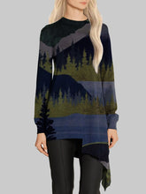 Load image into Gallery viewer, Forest Print Fashion Casual Long-sleeved Round Neck Top