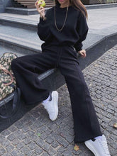 Load image into Gallery viewer, Women'S Solid Color Casual Round Neck Sports Loose Two-Piece Suit