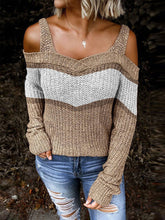Load image into Gallery viewer, Fashion Color Block Off-the-shoulder Casual Sweater