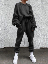 Load image into Gallery viewer, Casual Sports Style Round Neck Solid Color Long Sleeve Two-piece Suit