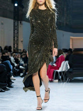 Load image into Gallery viewer, Fashion Long Sleeve Round Neck Irregular Evening Dress