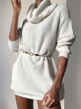 Load image into Gallery viewer, Fashion Casual Solid Color Turtleneck Sweater Dress