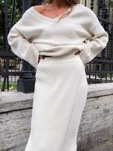 Load image into Gallery viewer, Fashion Long-sleeved V-neck Knitted Casual Two-piece Suit