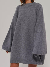 Load image into Gallery viewer, Ladies Fashion Pure Color Woolen Long Sleeve Dress