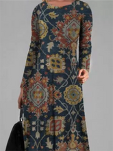 Load image into Gallery viewer, Retro Printed Round Neck Women'S One-Piece Dress