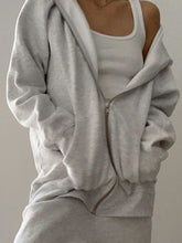 Load image into Gallery viewer, Fashion Long Sleeve Solid Color Zipper Two-piece Suit