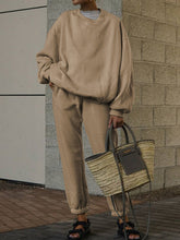 Load image into Gallery viewer, Fashion Casual Long-sleeved Solid Color Round Neck Two-piece Suit