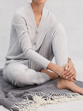 Load image into Gallery viewer, Fashion Casual V-neck Button Long Sleeve Solid Color Two-piece Suit